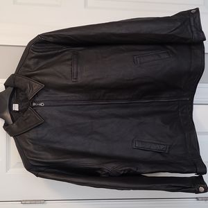 Mens black leather jacket XL